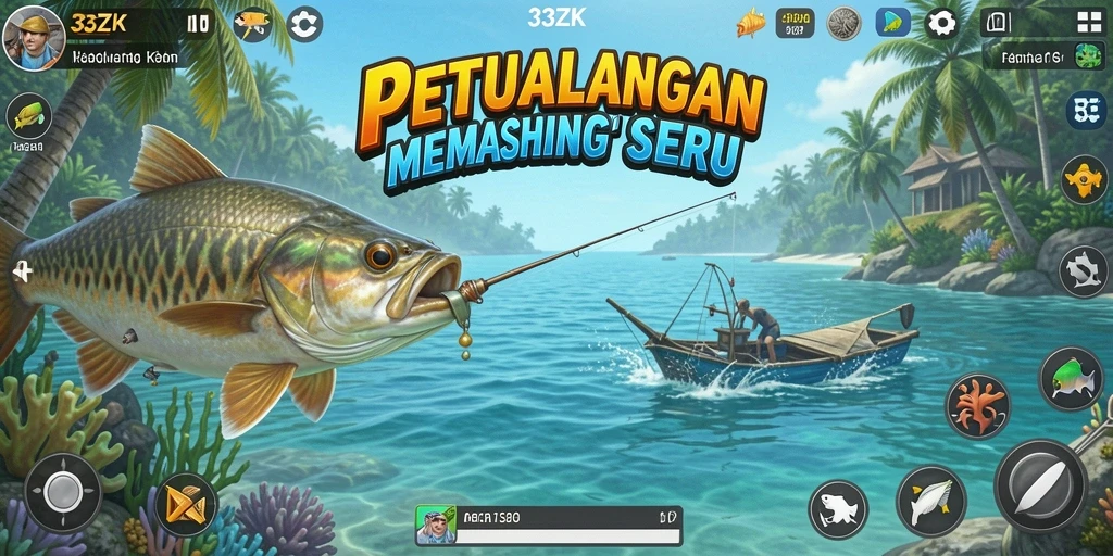 Tangkapan ikan besar di <strong>33ZK</strong> saat gameplay memancing.