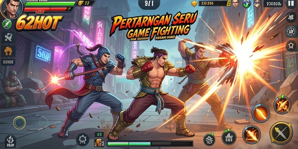 Screenshot utama 62HOT menampilkan aksi pertarungan yang mendebarkan.