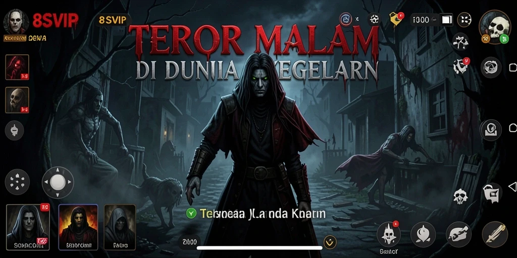 Screenshot gameplay 8SVIP menunjukkan suasana horor yang mencekam.