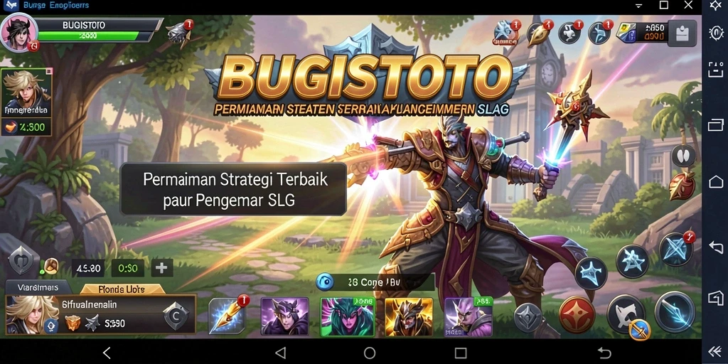 Screenshot gameplay BUGISTOTO menampilkan pertempuran yang mendebarkan di dunia SLG.