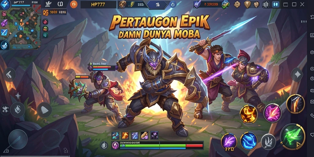 Screenshot gameplay HP777 menampilkan pertarungan tim yang intens.