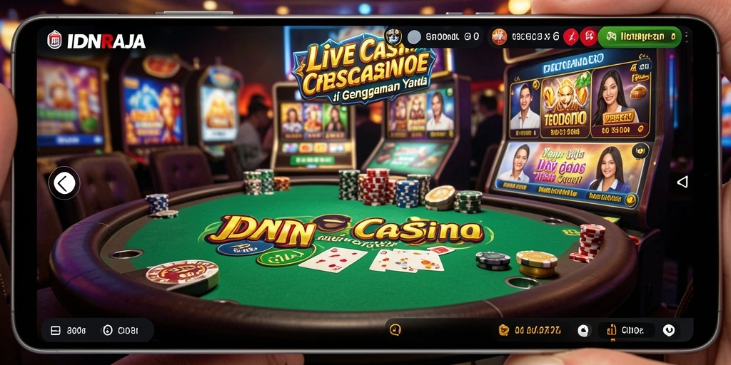 Tampilan screenshot IDNRAJA dengan dealer live dan meja permainan yang menarik.