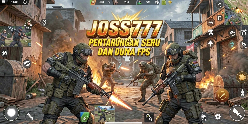 Tampilan gameplay menegangkan dari JOSS777 dengan aksi FPS yang seru.