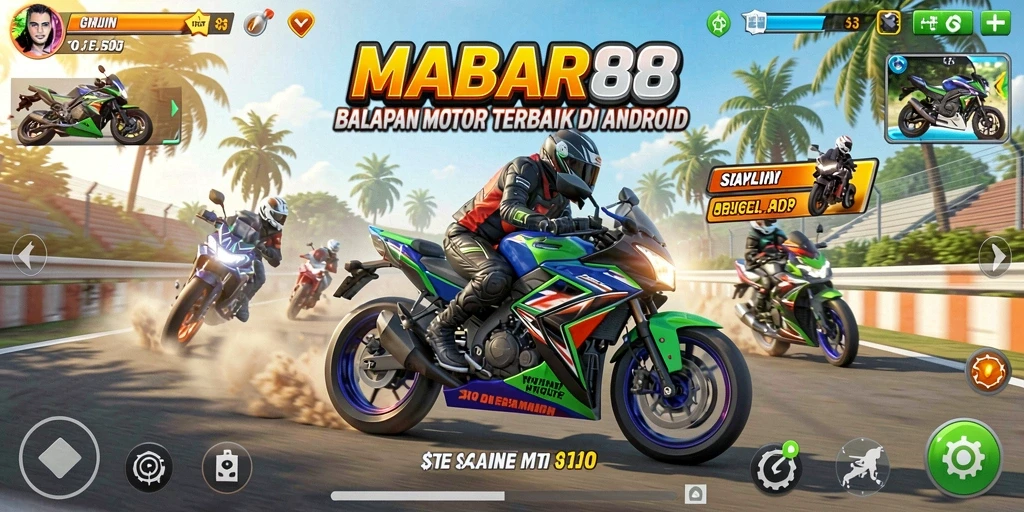 Gameplay mendebarkan MABAR88 dengan motor balap terbaik.