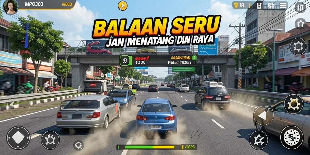 Screenshot MPO303 menunjukkan aksi balapan yang mendebarkan dan realistis.