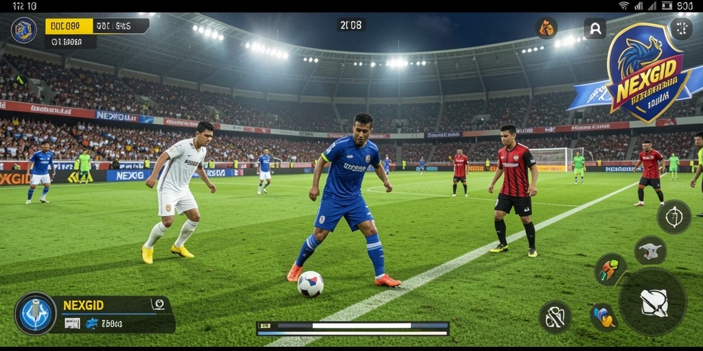 Screenshot <strong>NEXGID</strong> menampilkan aksi kompetitif di lapangan sepak bola.