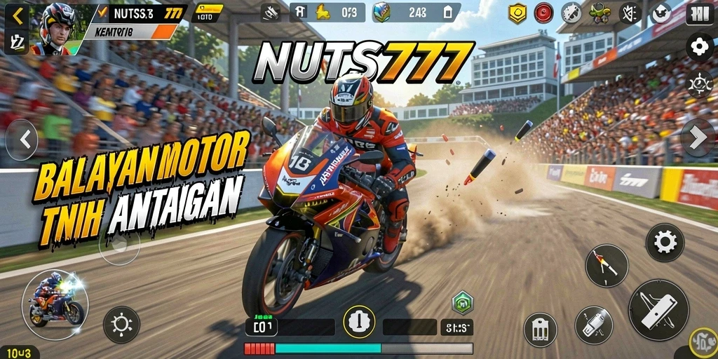 Tampilan gameplay seru dan penuh aksi di NUTS777.