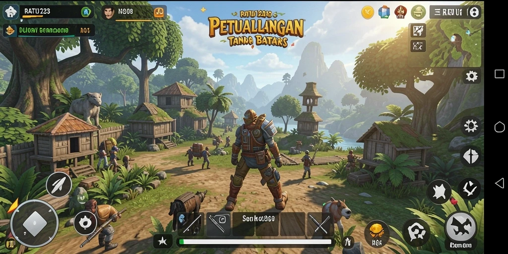 Tangkapan layar gameplay RATU123 yang menampilkan dunia terbuka yang luas.