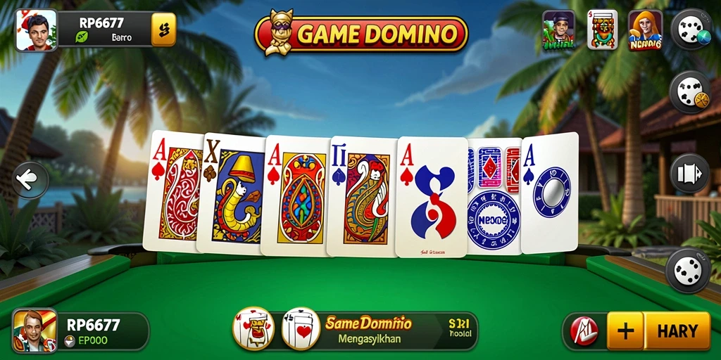 Tampilan dinamis gameplay domino RP6677 yang mengasyikkan.