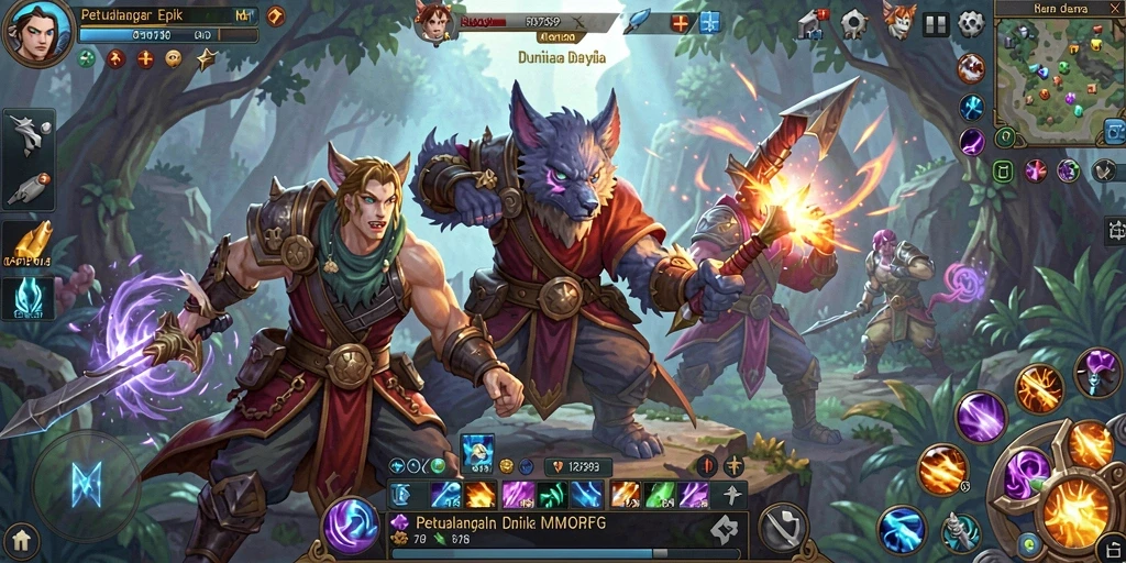 Gameplay seru dan interaktif dalam dunia MMORPG.