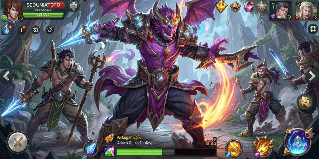 Tampilan seru gameplay SEDUNIATOTO saat pertarungan berlangsung.