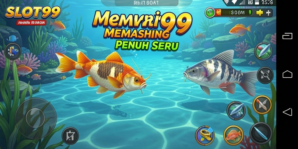 Screenshot dari aksi intens dalam permainan memancing SLOT99.