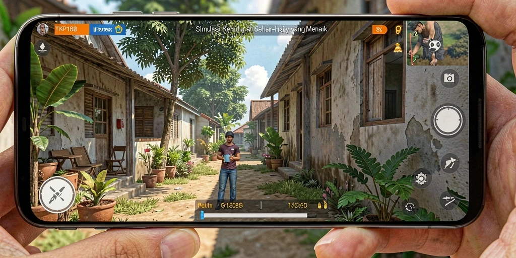 Tampilan gameplay TKP188 menunjukkan karakter yang sedang beraktivitas di lingkungan virtual.