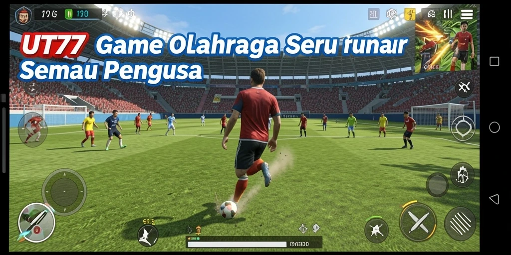 Pemandangan aksi penuh semangat dalam UT77, game olahraga yang seru.