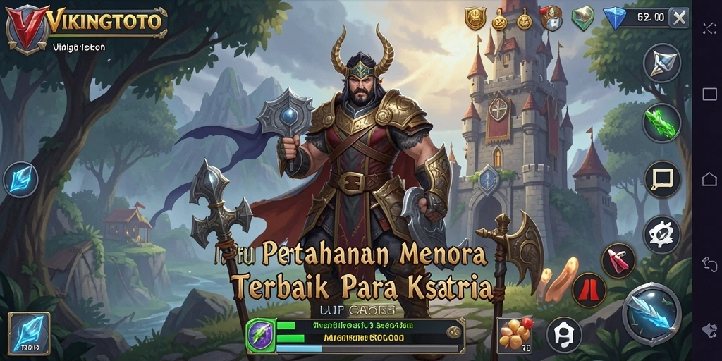 Tampilan gameplay VIKINGTOTO dengan aksi menara pertahanan yang intens.