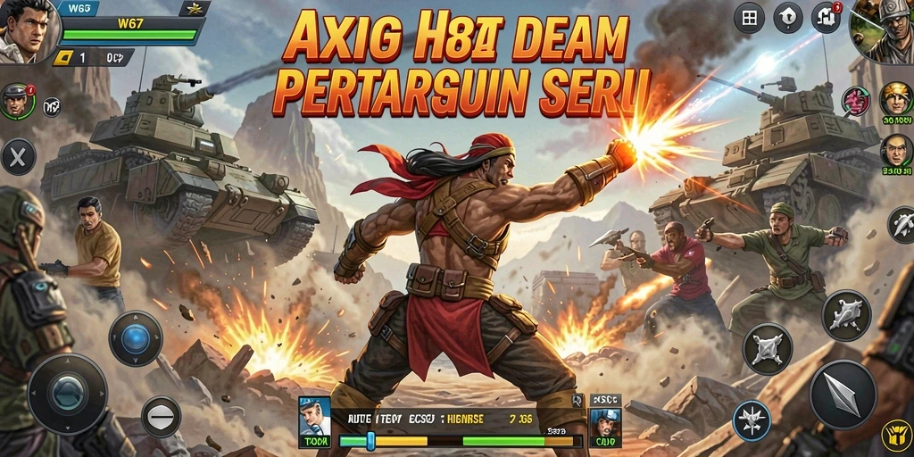 Tangkapan layar W67 menampilkan pertarungan aksi spektakuler di arena.